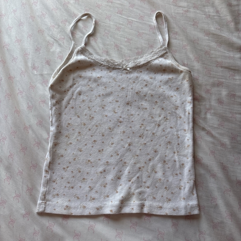 Brandy Melville White Lace Trimmed Women's Tank Top